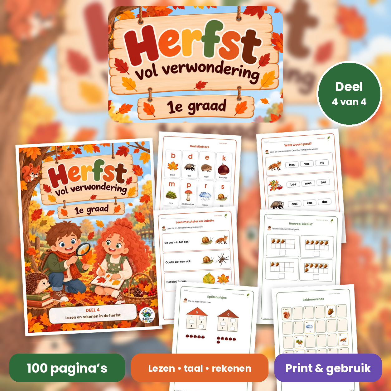 Voorblad van Herfst vol verwondering | eerste graad – Deel 4: Lezen en rekenen in de herfst