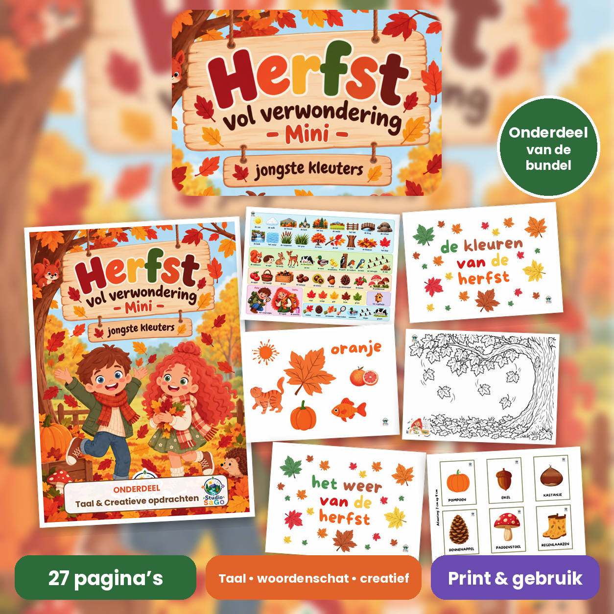 Voorblad van Herfst vol verwondering – Mini | jongste kleuters – Taal & Creatieve opdrachten